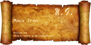 Macz Irén névjegykártya
